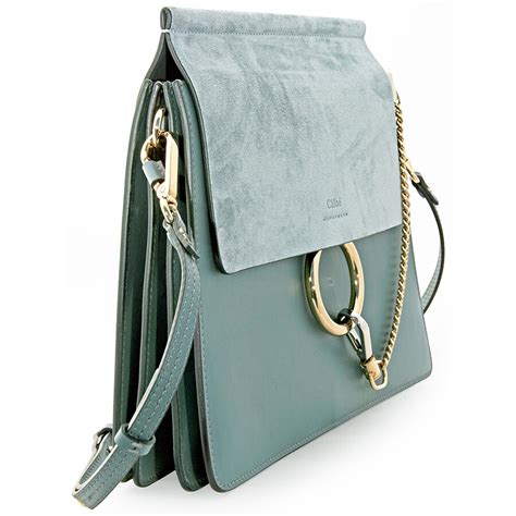 chloe faye ash blue|CHLOE Calfskin Suede Medium Faye Shoulder Bag Ash Blue .